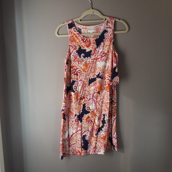 J Jill Sleeveless Shift Dress Geometric Floral Pattern Size XS Petite - Picture 1 of 10